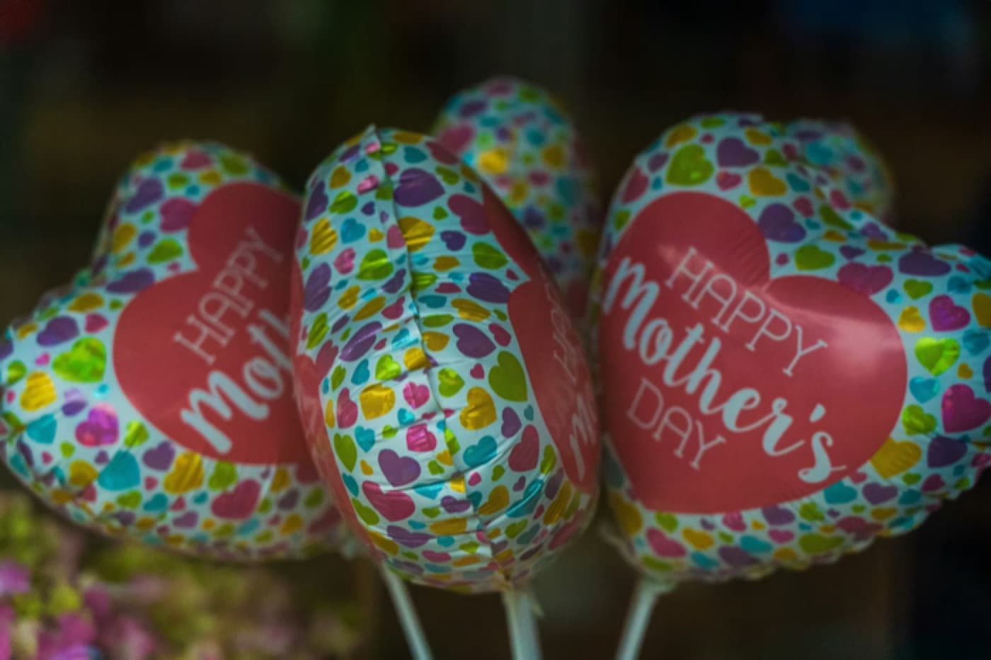 Colorful balloons bringing a tiny family celebration